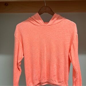 Old Navy Vibrant Coral V-Neck Hoodie Towel Terry Pullover – Girls Size 10